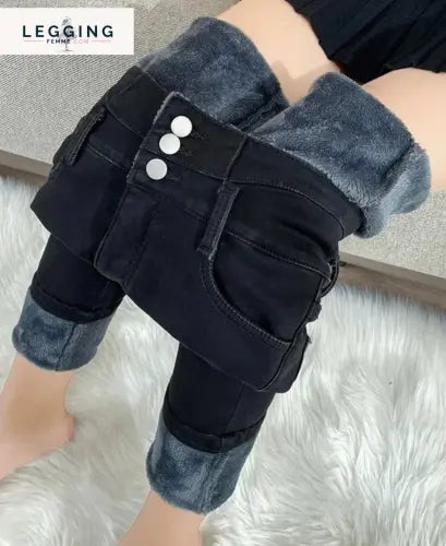 Jegging Chaud Hivernal Noir - Legging Femme